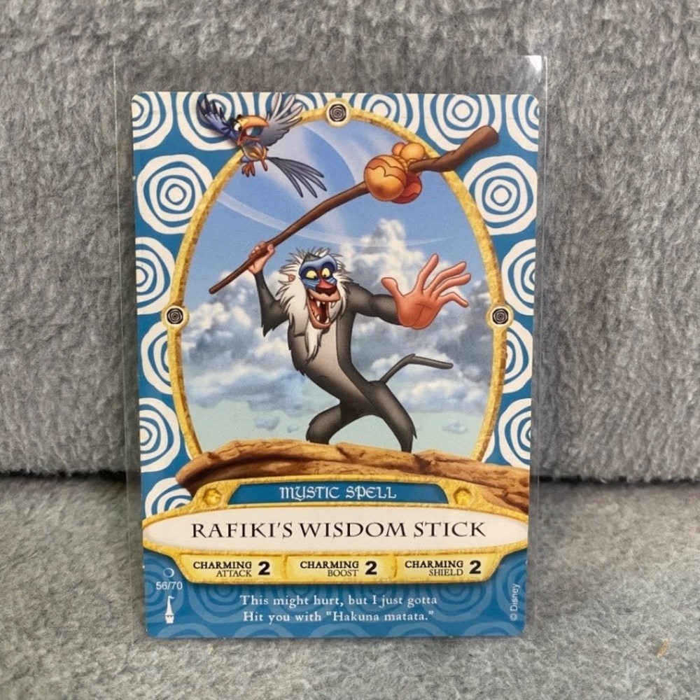 Disney Sorcerers Magic Kingdom Card Rafiki Wisdom Stick 56/70 Blue EUC